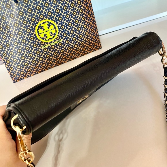 🍀🌸NEW🌸Tory Burch Crossbody bag/shoulder bag/XL clutch/black/leather - Picture 8 of 12